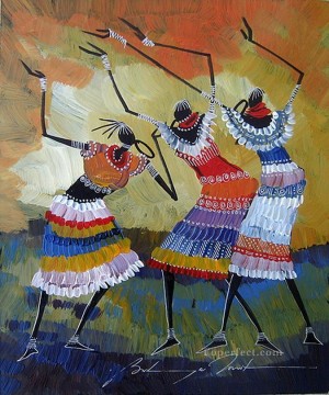 アフリカ出身の黒人ダンサー3人 Oil Paintings